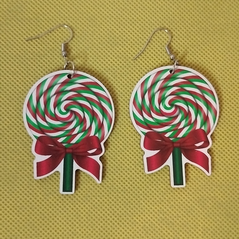 Pierced Christmas Candy Earrings